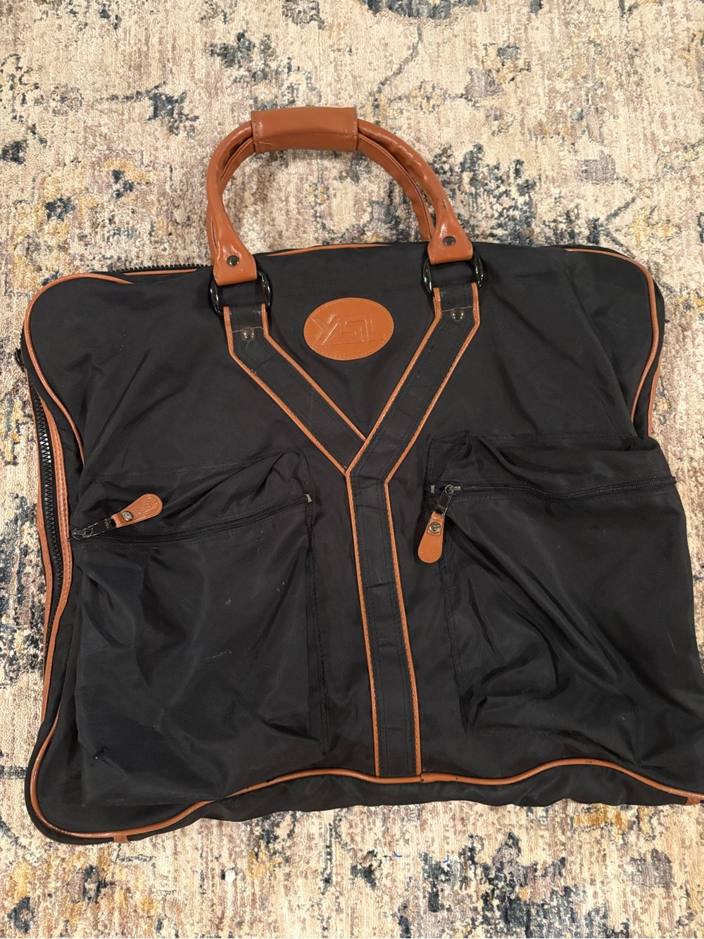 Yves Saint Laurent Black and Tan Travel Garment Bag